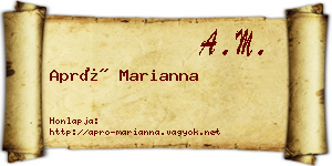 Apró Marianna névjegykártya