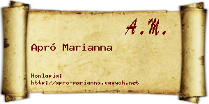 Apró Marianna névjegykártya